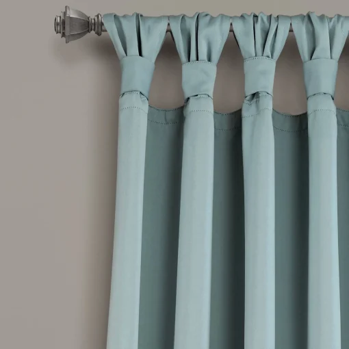 Insulated Knotted Tab Top Blackout Window Curtain Panel Set