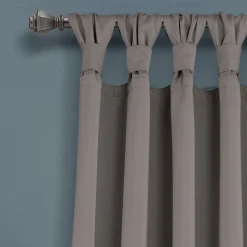 Insulated Knotted Tab Top Blackout Window Curtain Panel Set
