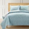 Isla Embroidered Leaf Reversible Cotton Quilt 3 Piece Set