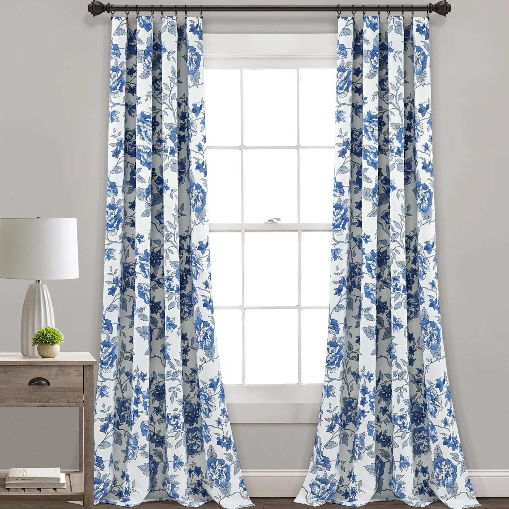 Ivana Floral Light Filtering Window Curtain Panel Set