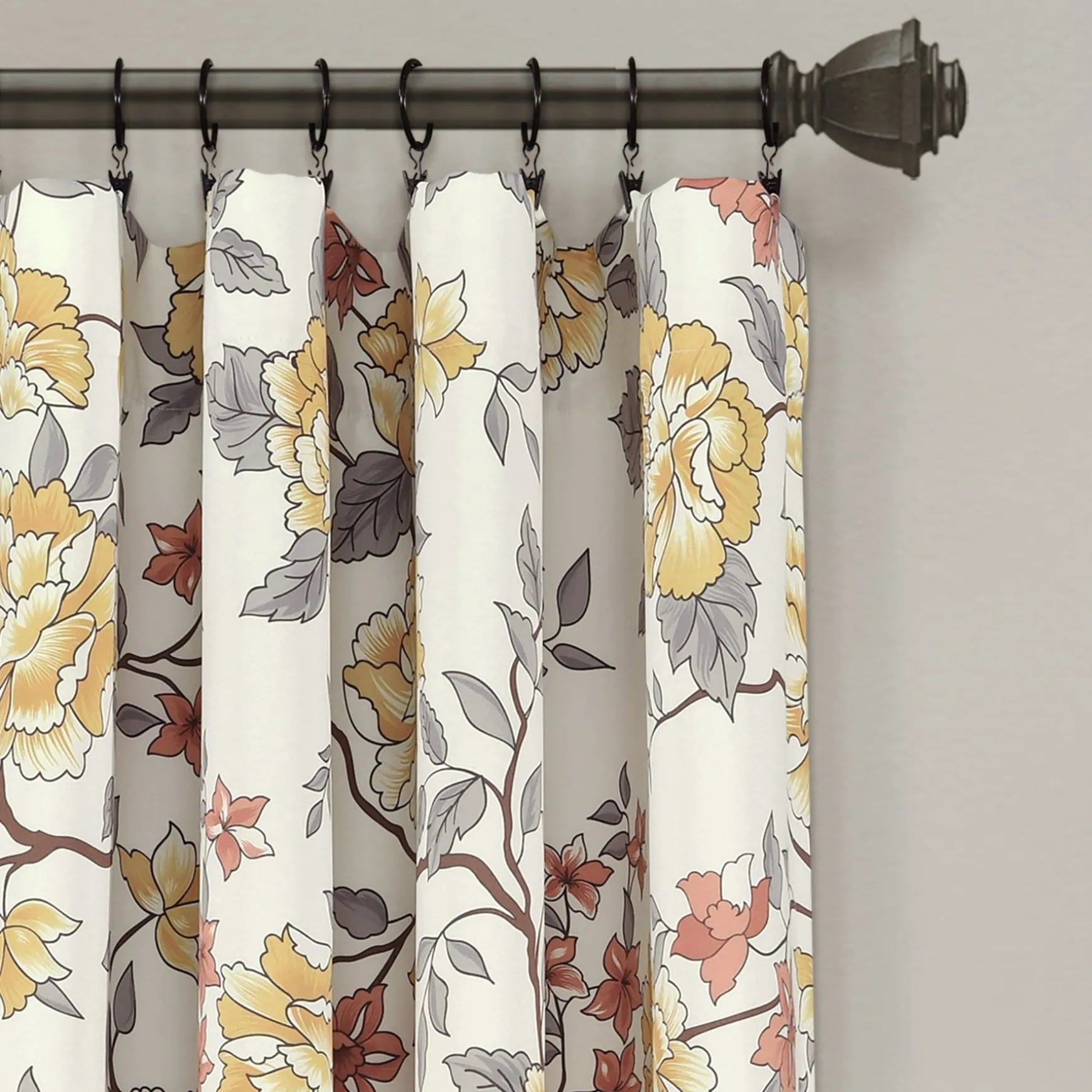 Ivana Floral Light Filtering Window Curtain Panel Set