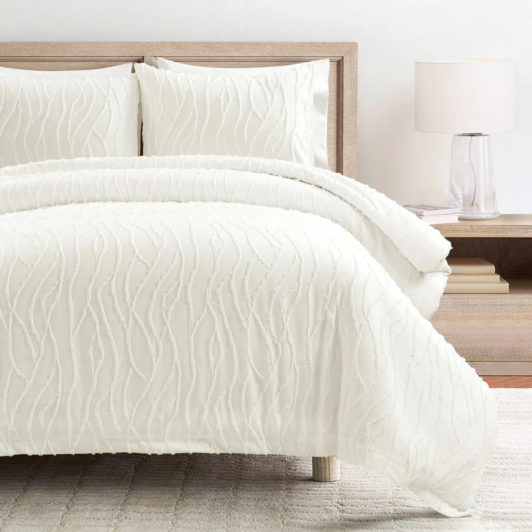 Jacquard Wave Duvet Cover 3 Piece Set
