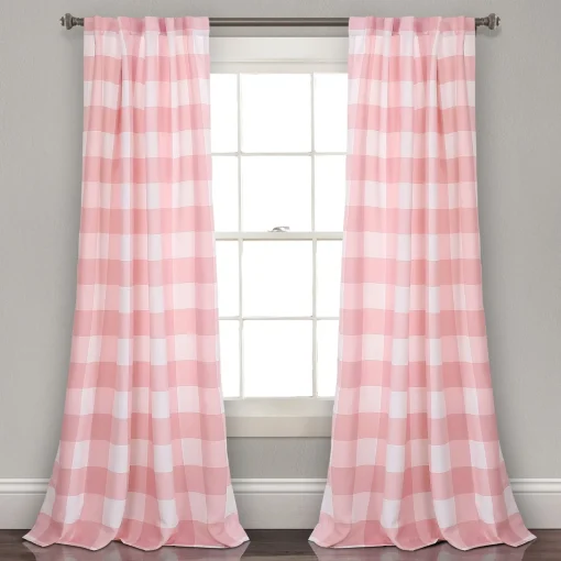 Kelly Checker Light Filtering Window Curtain Panel Set