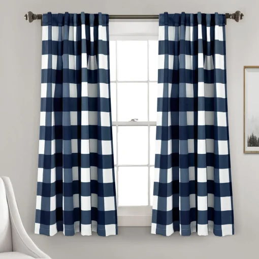 Kelly Checker Light Filtering Window Curtain Panel Set