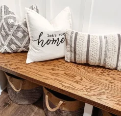 Let's Stay Home Script Decorative Pillow Cover