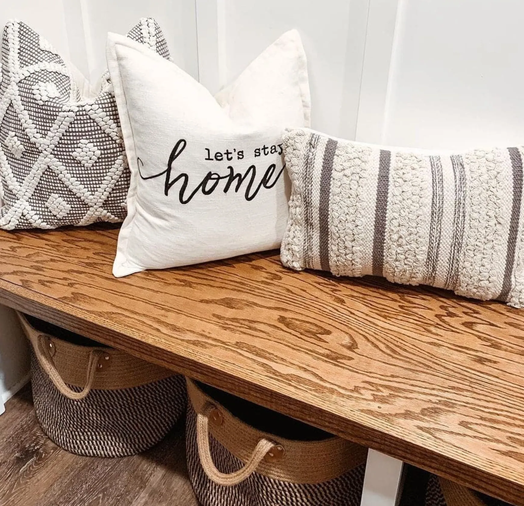 Let's Stay Home Script Decorative Pillow Cover