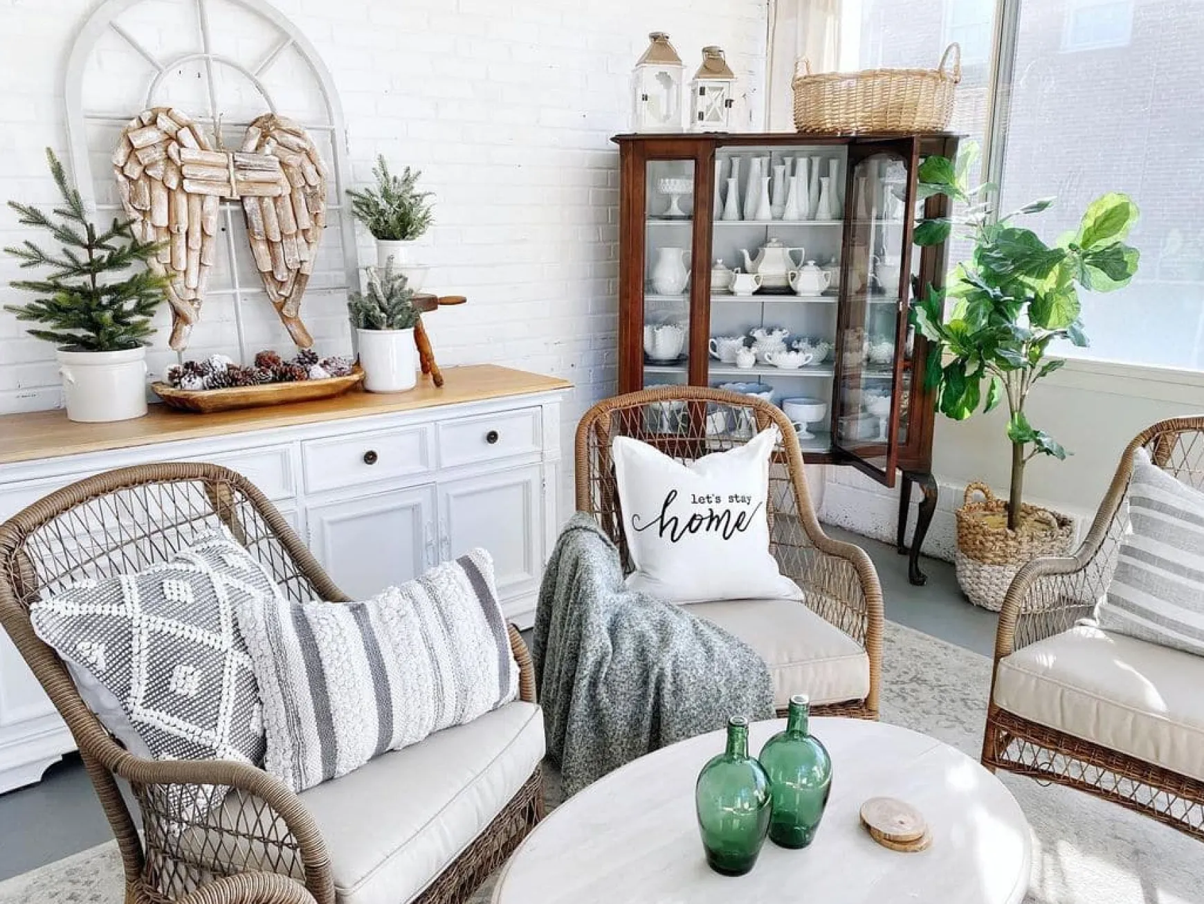 Let's Stay Home Script Decorative Pillow Cover