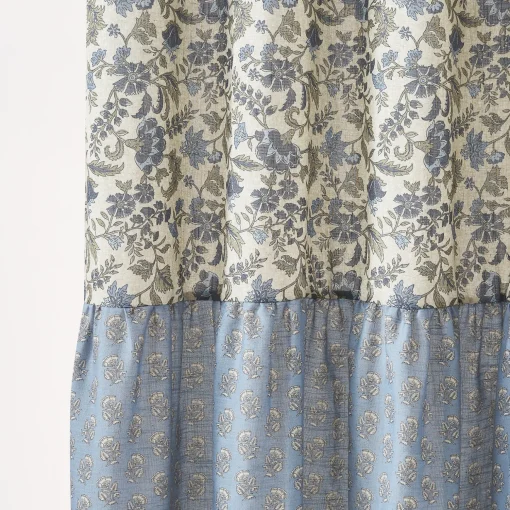 Lillian Block Print Linen Textured Shower Curtain