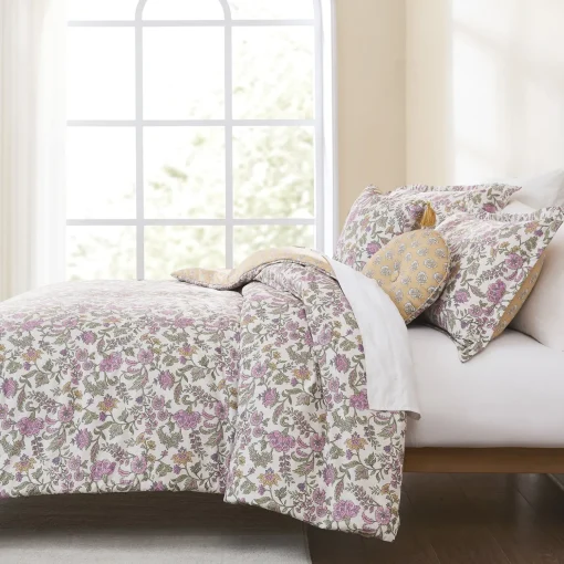 Lillian Block Print Reversible Comforter Set 5Pc