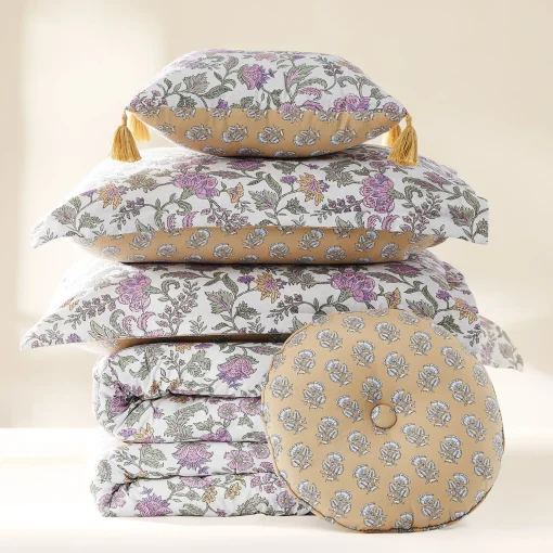 Lillian Block Print Reversible Comforter Set 5Pc