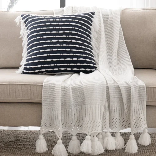 Linear Tassel Decorative Pillow