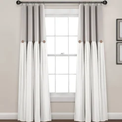 Linen Button Lined 100% Blackout Window Curtain Panel