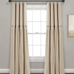 Linen Button Lined 100% Blackout Window Curtain Panel