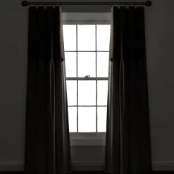 Linen Button Lined 100% Blackout Window Curtain Panel