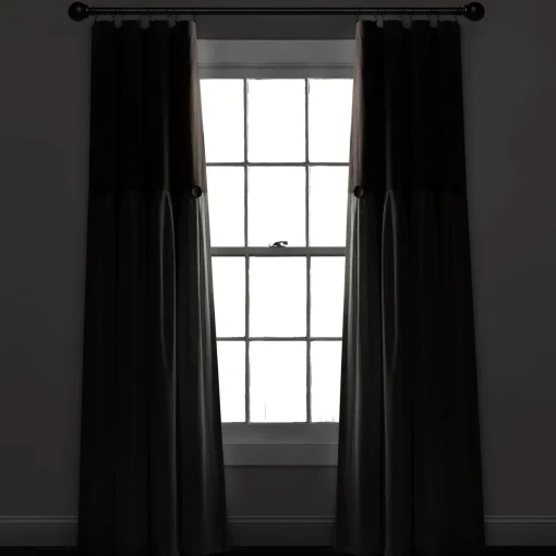 Linen Button Lined 100% Blackout Window Curtain Panel