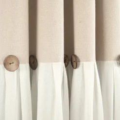 Linen Button Lined 100% Blackout Window Curtain Panel