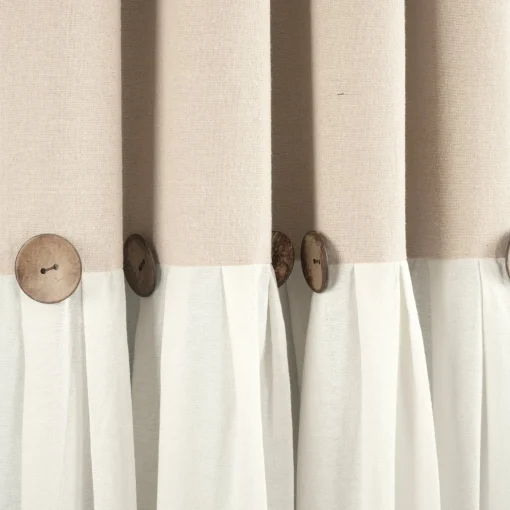 Linen Button Lined 100% Blackout Window Curtain Panel