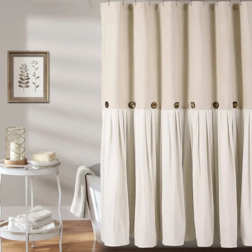 Linen Button Shower Curtain