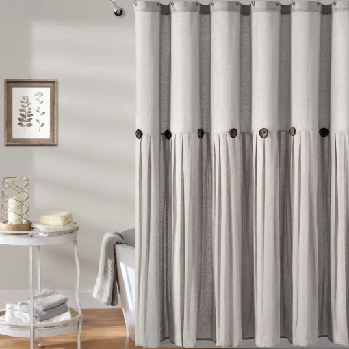 Linen Button Shower Curtain