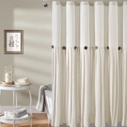 Linen Button Shower Curtain