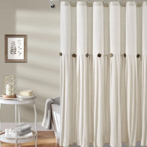 Linen Button Shower Curtain