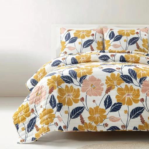 Lucia Abstract Floral Cotton Quilt Set