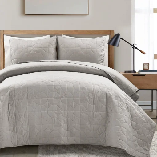 Mid Century Circle Cotton Quilt 3 Piece Set