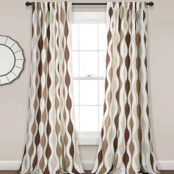 Mid Century Geo Light Filtering Window Curtain Panel Set