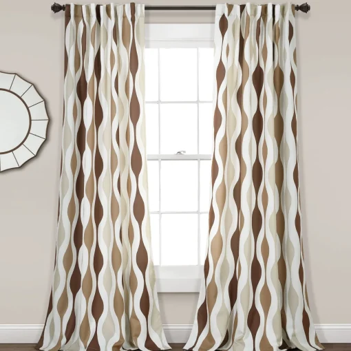 Mid Century Geo Light Filtering Window Curtain Panel Set