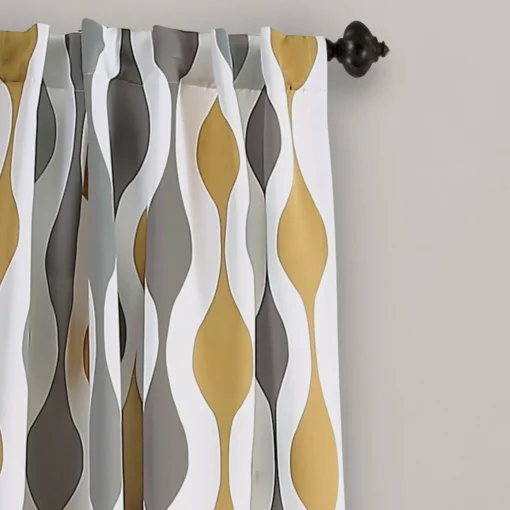 Mid Century Geo Light Filtering Window Curtain Panel Set