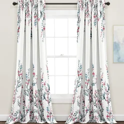 Mirabelle Watercolor Floral Light Filtering Window Curtain Panel Set