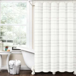 Modern Galaxy Waffle Woven Cotton Blend Shower Curtain