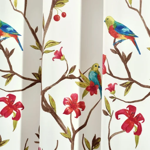 Neela Birds Light Filtering Window Curtain Panel Set