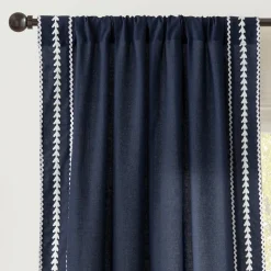 Olivia Ric Rac Embroidery Border Window Curtain Panel