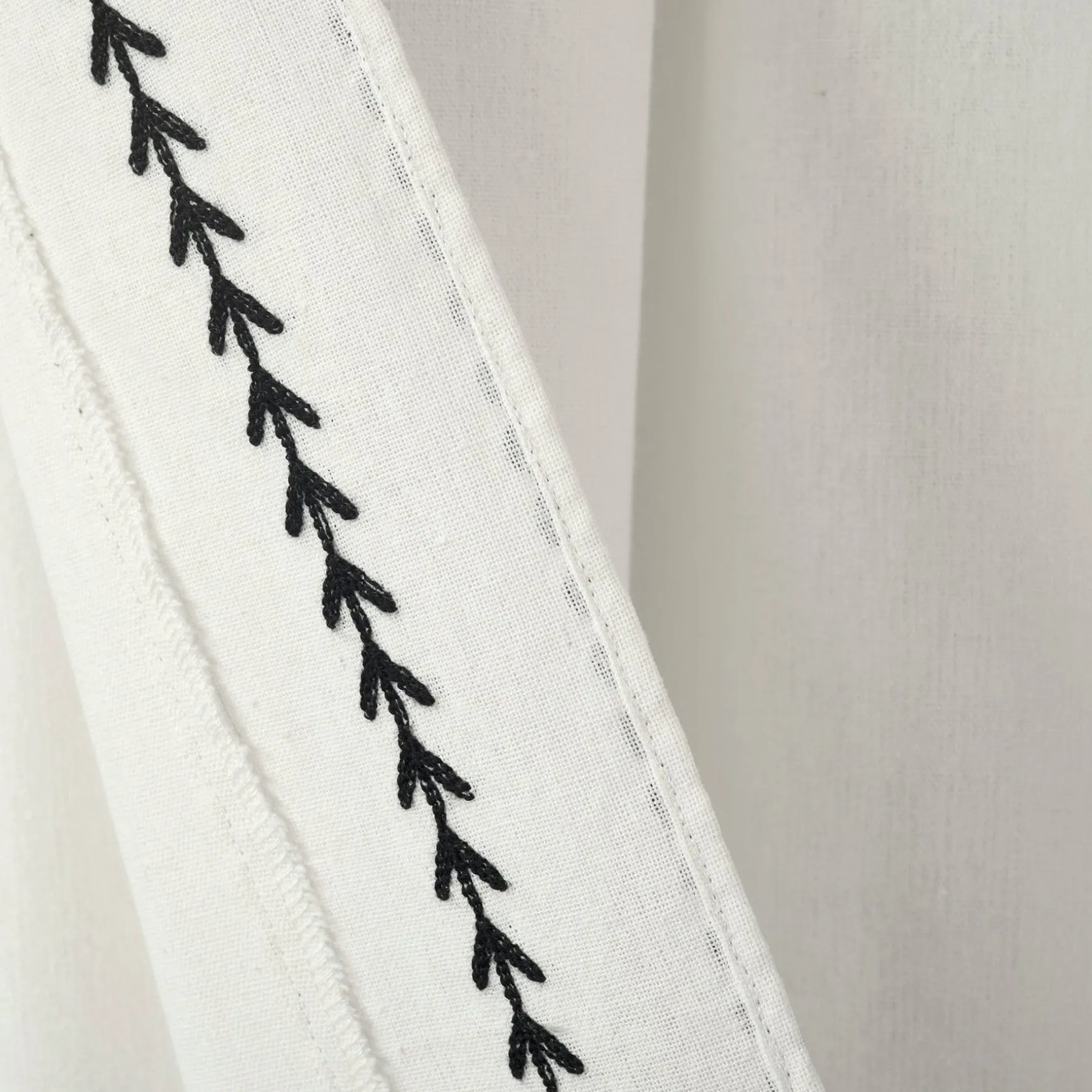 Olivia Ric Rac Embroidery Border Window Curtain Panel