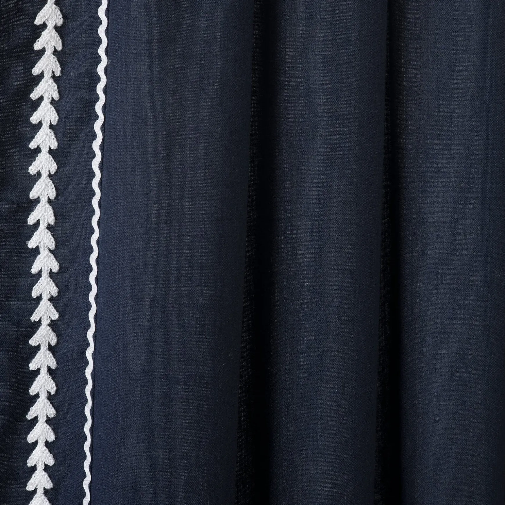 Olivia Ric Rac Embroidery Border Window Curtain Panel