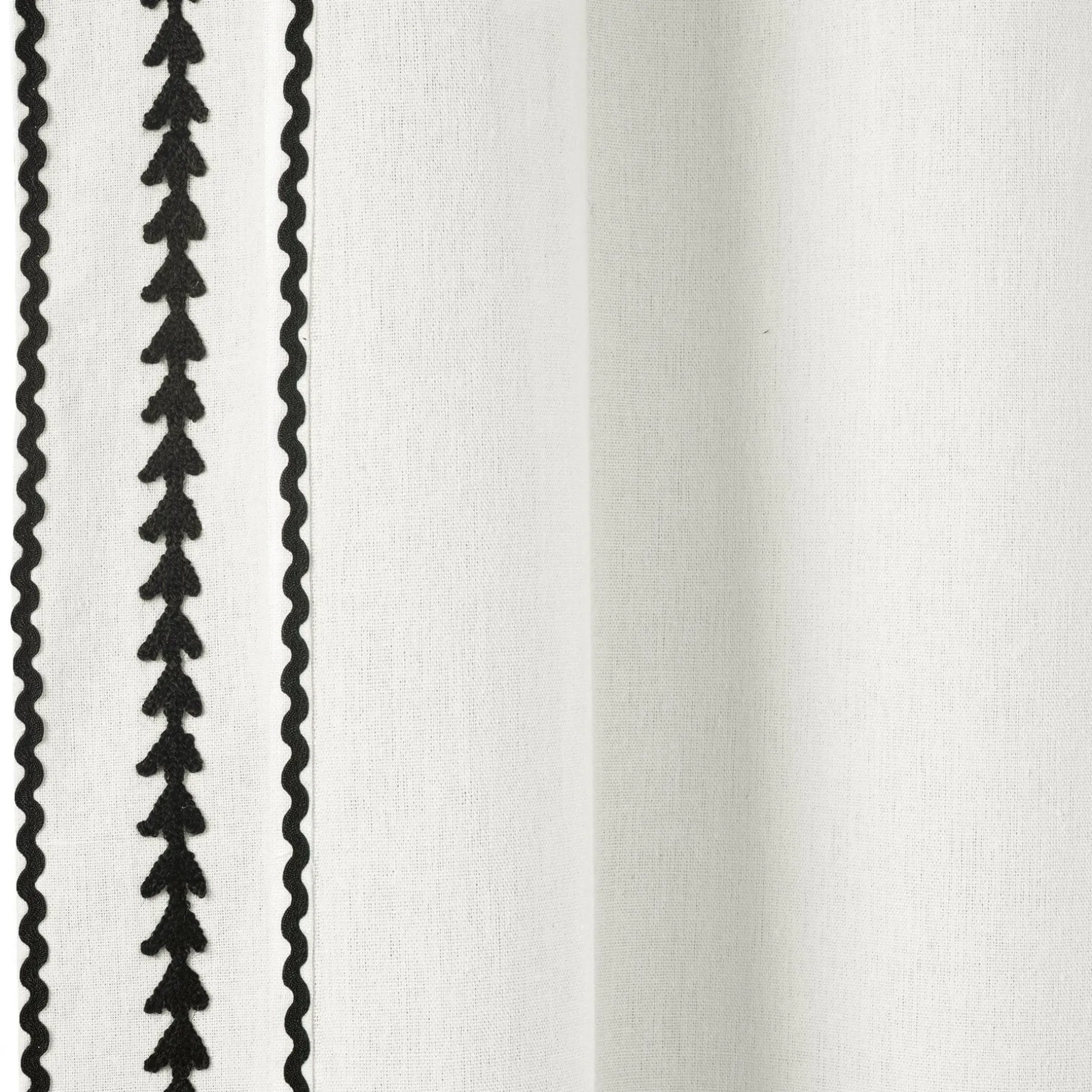 Olivia Ric Rac Embroidery Border Window Curtain Panel