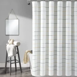 Ombre Stripe Yarn Dyed Recycled Cotton Blend Shower Curtain