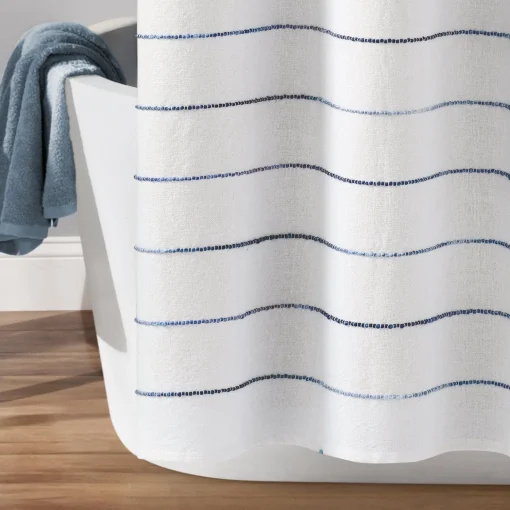 Ombre Stripe Yarn Dyed Recycled Cotton Blend Shower Curtain