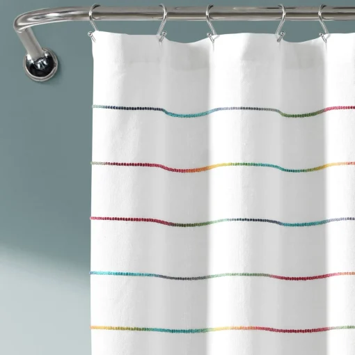 Ombre Stripe Yarn Dyed Recycled Cotton Blend Shower Curtain