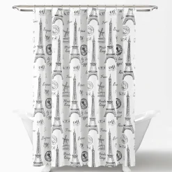 Paris Bonjour Cotton Shower Curtain
