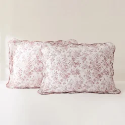 Peony Toile Reversible Cotton Quilt Set