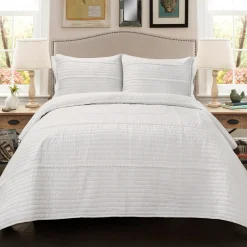 Pom Pom Stripe Quilt 3 Piece Set