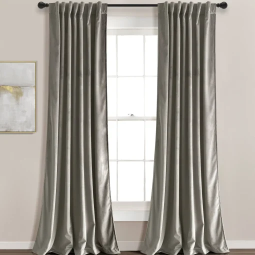 Prima Velvet Solid Back Tab Rod Pocket Light Filtering Window Curtain Panel Set