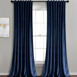 Prima Velvet Solid Back Tab Rod Pocket Light Filtering Window Curtain Panel Set