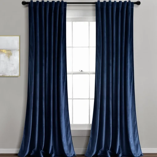 Prima Velvet Solid Back Tab Rod Pocket Light Filtering Window Curtain Panel Set