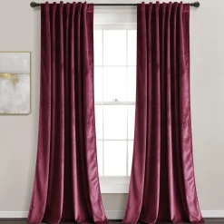 Prima Velvet Solid Back Tab Rod Pocket Light Filtering Window Curtain Panel Set