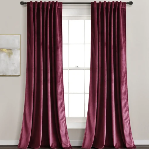 Prima Velvet Solid Back Tab Rod Pocket Light Filtering Window Curtain Panel Set