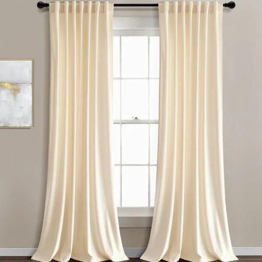 Prima Velvet Solid Back Tab Rod Pocket Light Filtering Window Curtain Panel Set