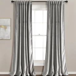 Prima Velvet Solid Back Tab Rod Pocket Light Filtering Window Curtain Panel Set